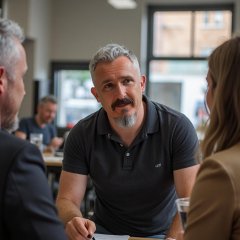Adam in a meeting