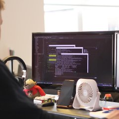 Chris working on a project