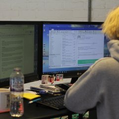 Becky answering emails