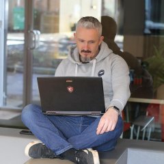 Adam working in a quiet spot