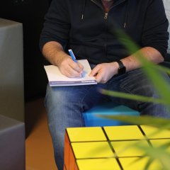 Steve making notes