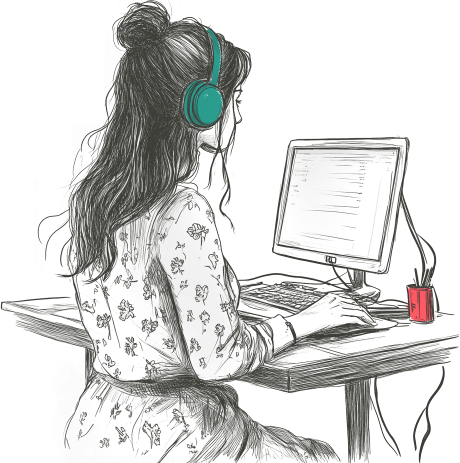 Sketch of Girl at Desk